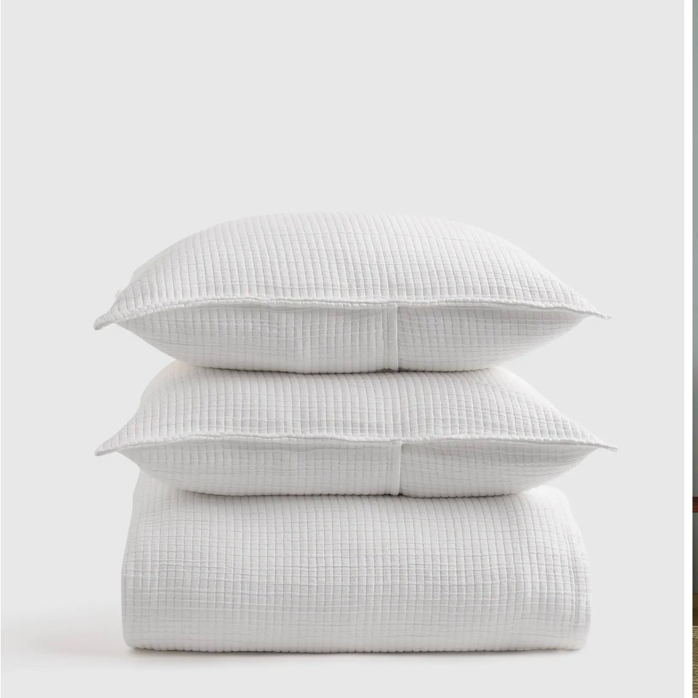 Quince Organic Ribbed Cotton Coverlet set in White King (3 pieces) 512